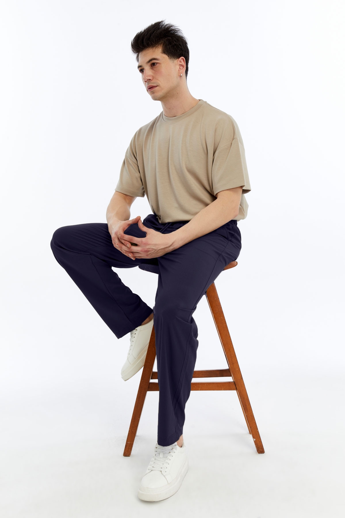 1 Erkek Oversize Paraşüt Kumaş Baggy Pantolon - Lacivert - Görsel 1