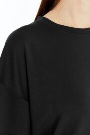 Kadın Modal Kumaş Oversize Siyah T-Shirt - Görsel 6