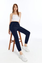 Kadın Oversize Paraşüt Kumaş Paçası Lastikli Pantolon - Lacivert