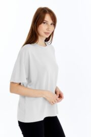 Kadın Modal Kumaş Oversize Beyaz T-Shirt