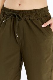 Kadın Oversize Paraşüt Kumaş Baggy Pantolon - Haki - Görsel 6