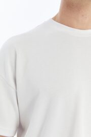 Erkek Modal Kumaş Oversize Beyaz T-Shirt - Görsel 11