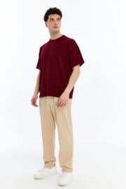 Erkek Oversize Paraşüt Kumaş Baggy Pantolon - Bej - Görsel 3