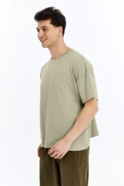 Erkek Modal Kumaş Oversize Su Yeşili T-Shirt
