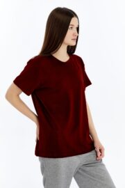 Kadın Modal Kumaş Regular Bordo T-Shirt