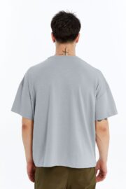 Erkek Modal Kumaş Oversize Gri T-Shirt - Görsel 11