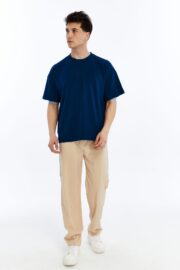 Erkek Modal Kumaş Oversize Lacivert T-Shirt - Görsel 11
